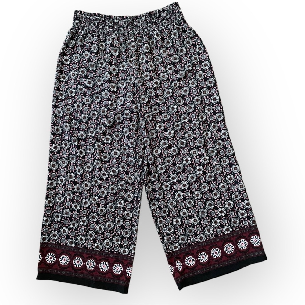 Studio 253 women’s high waist floral wide leg pull on pants kaleidoscope